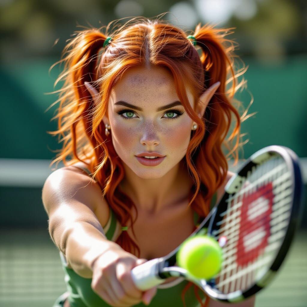 Elf and Ogre Play Tennis in Dynamic Studio Photo