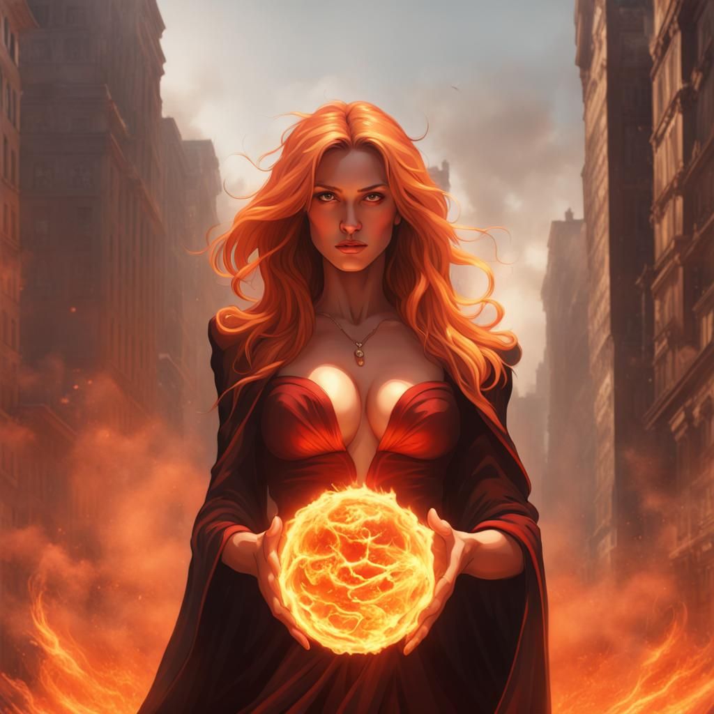 Powerful Fire Witch Destroys City in 8k