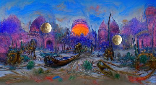 Alien Desert Sunrise Warriors, Sci-Fi Concept Art