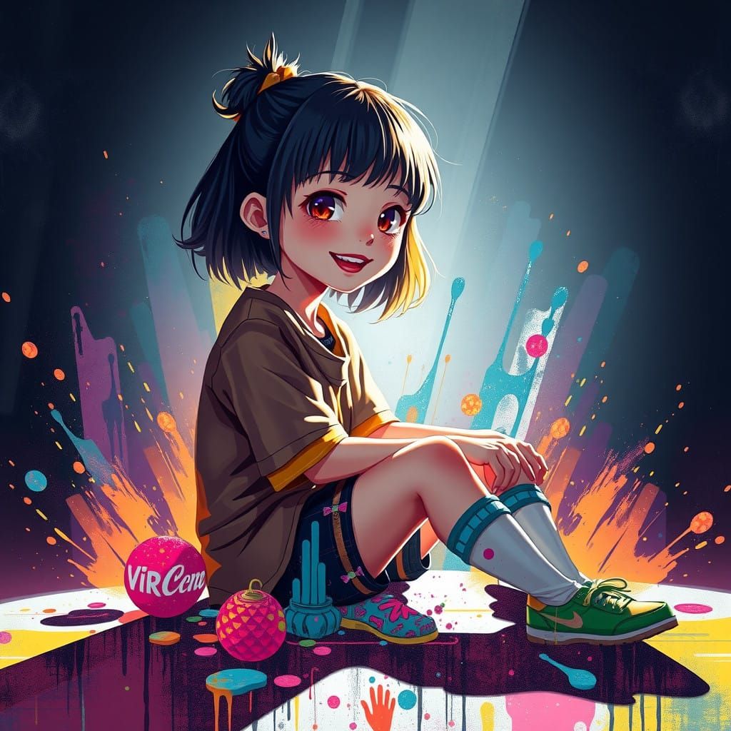 Girl Enveloped in Radiant Glow, Shadow Comes to Life in Vibr...