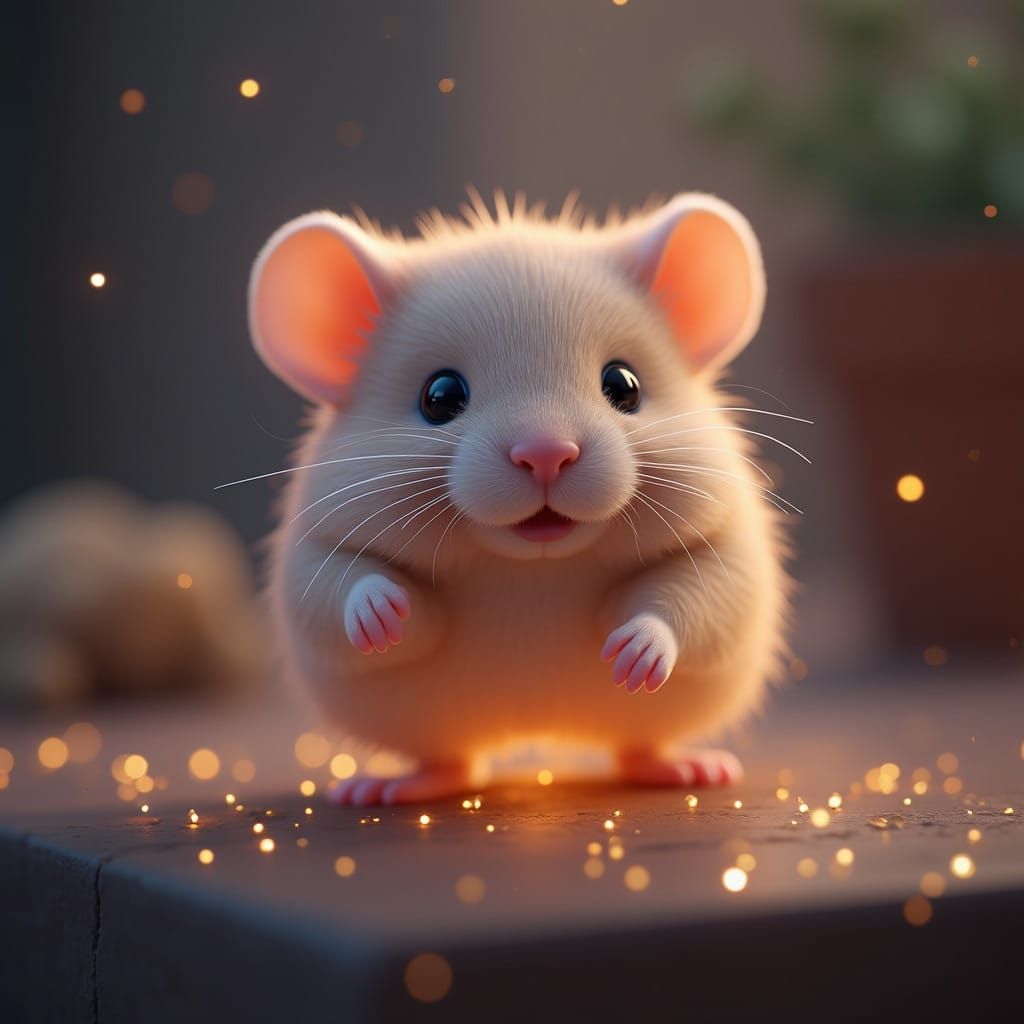 Whimsical Hamster Hologram in Photorealistic Style