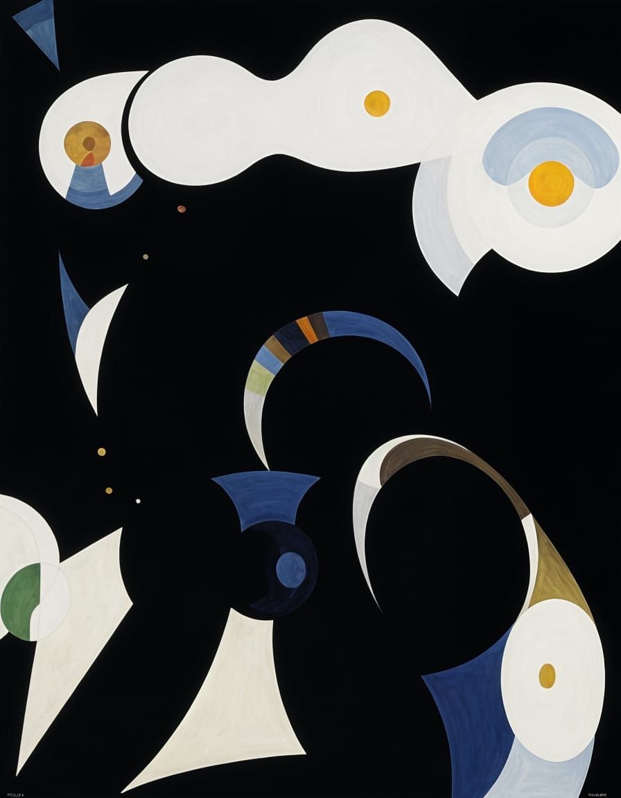 Intricate Abstract Painting of Swimmers in Water