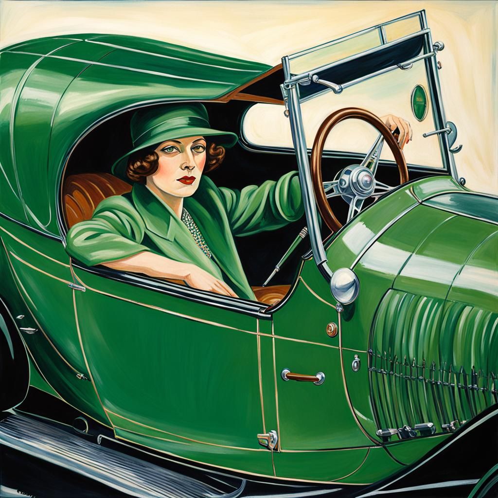 Tamara de Lempicka Self-Portrait in Green Bugatti