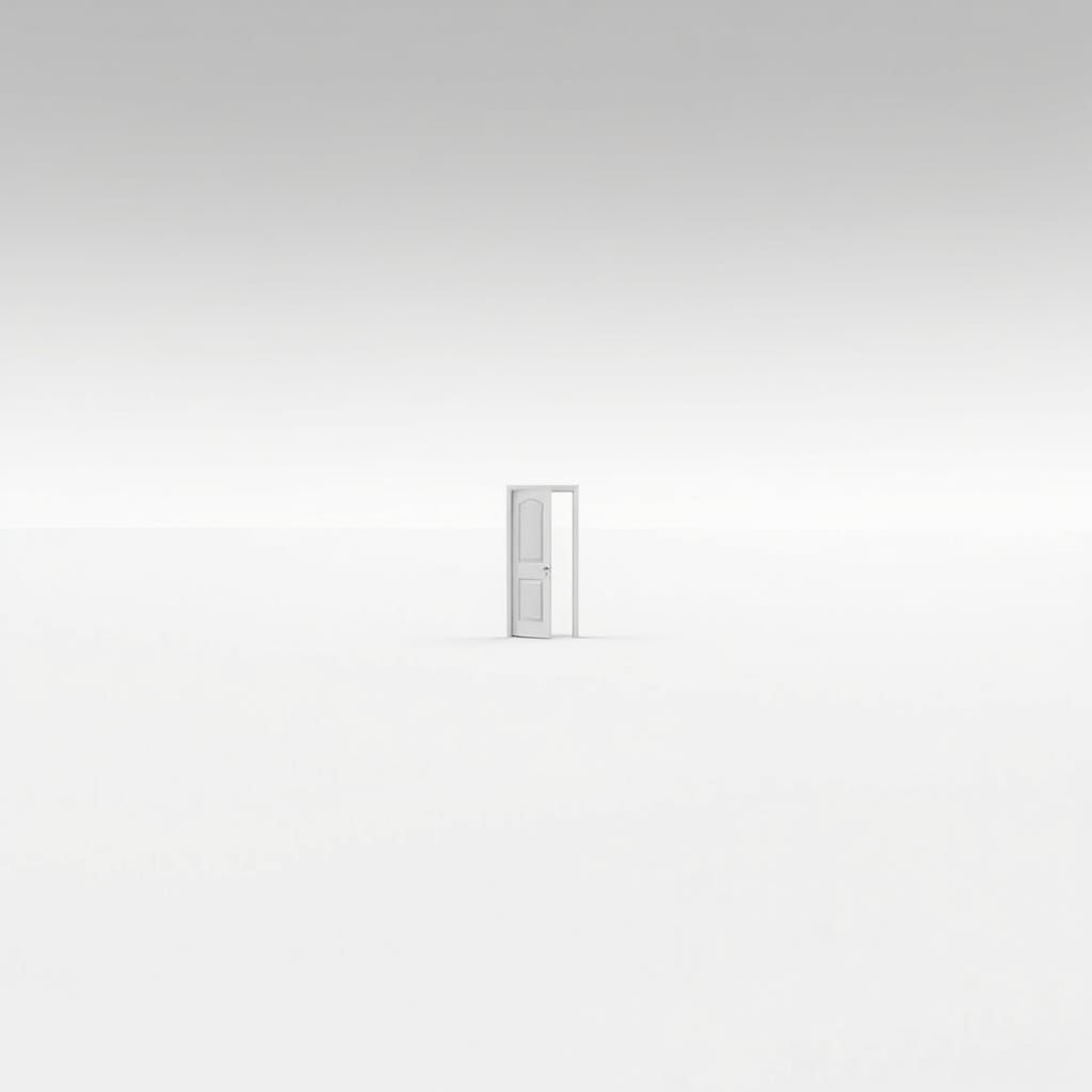 Minimalist Doorway to Emptiness in Black and White
