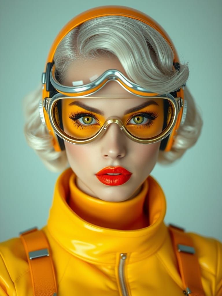 Futuristic Woman with Retro Goggles: Cinematic Film Still