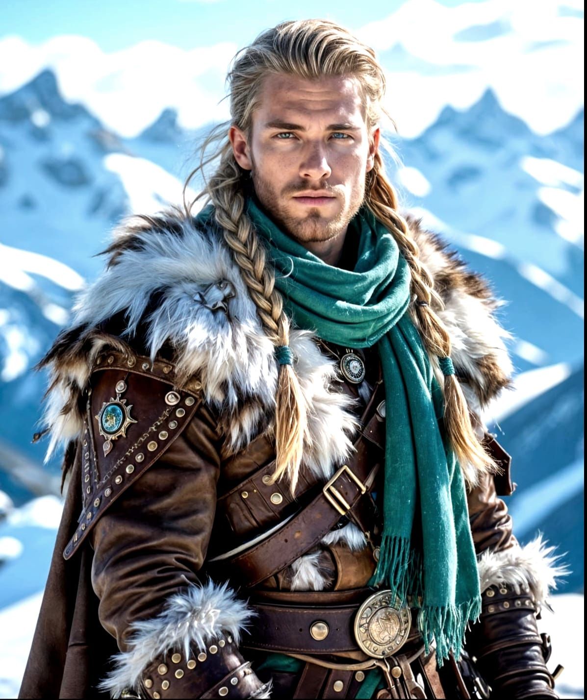 Nordic Bride: Digital Portrait on Alpine Peak in 8K