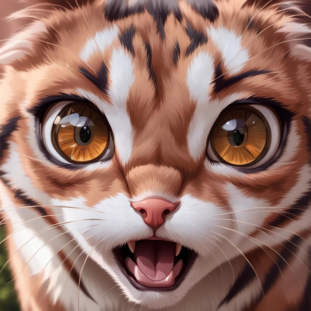 Cat with Big Brown Anime Eyes