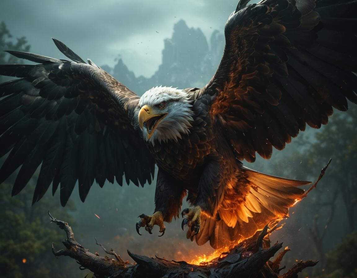 Sinister Eagle by Greg Rutkowski: Detailed Matte Painting