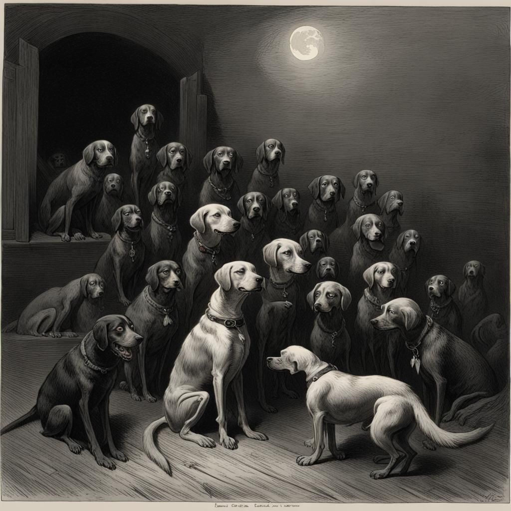 Horrific Dogs in Gothic Horror Style