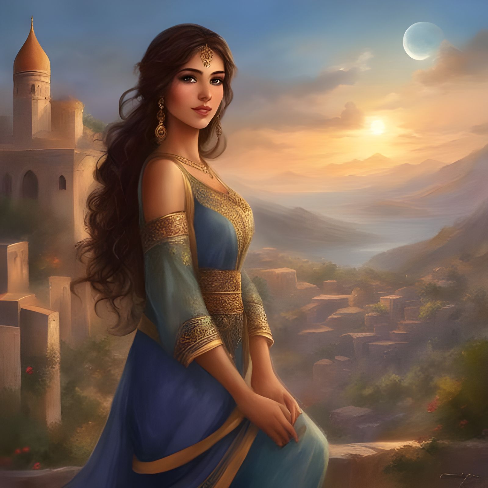 Tunisian Beauty in Medieval Village, Royo Style