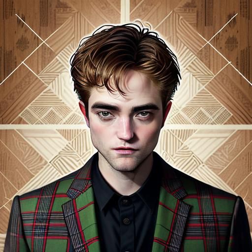 Robert Pattinson in Plaid Patterncore Illustration