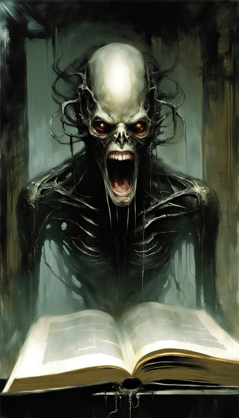 Eerie Glowing Figure over an Opened Book