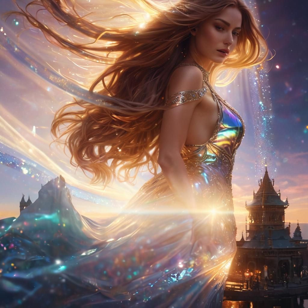 Regal Woman in Cellophane: Hyper-Realism Portrait