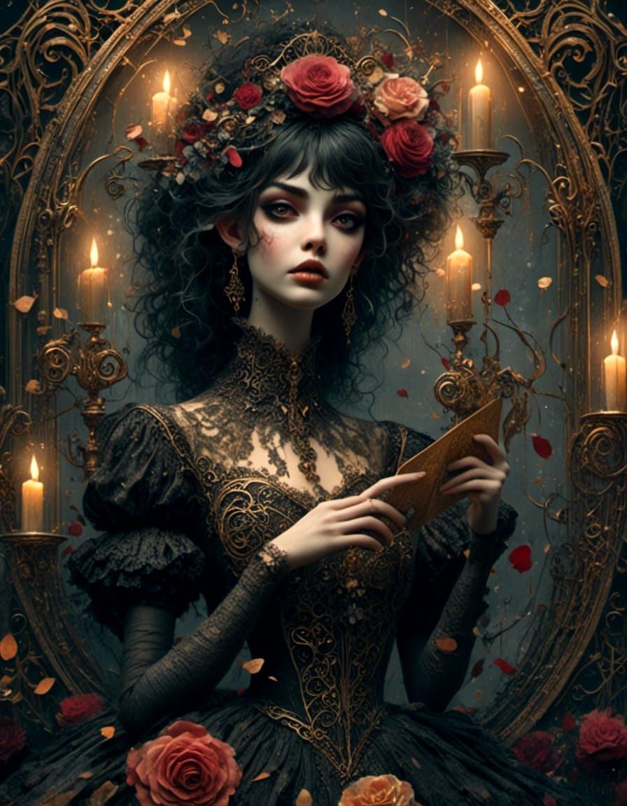 Ornate Wedding Invitation in Art Nouveau Style