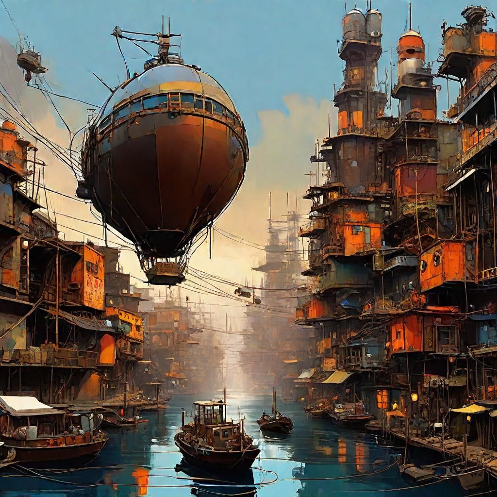 Floating Metropolis in Rustic Futurism Style