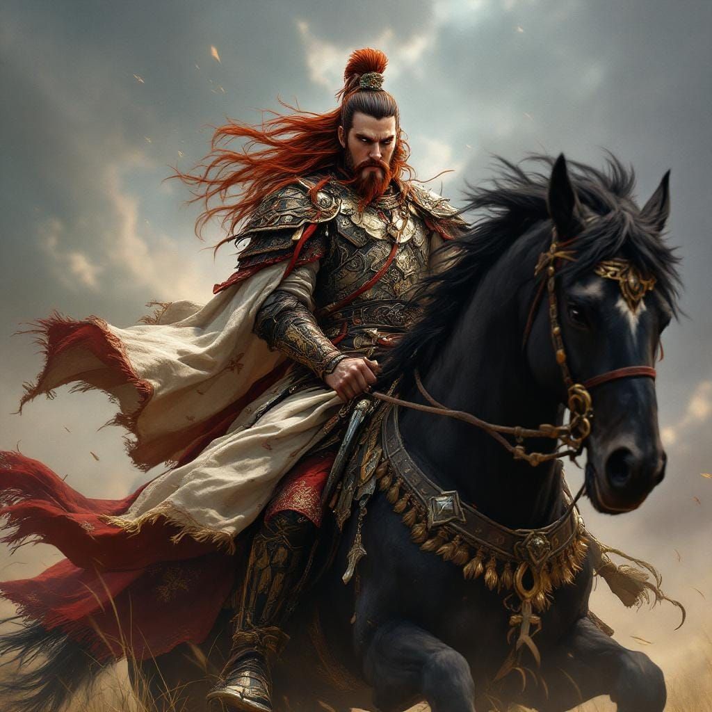 Ghengis Khan Portrait in Dark Oil Paint Style