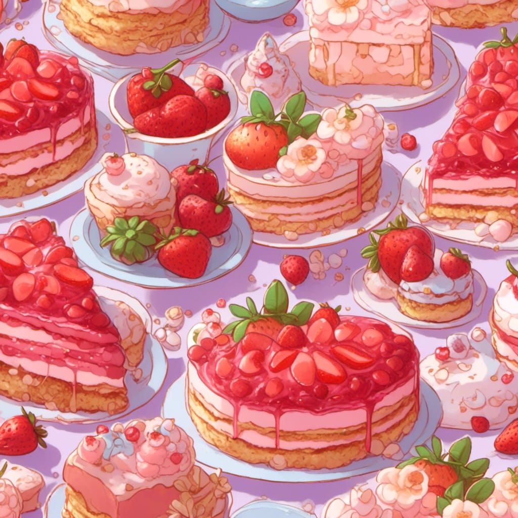 Kawaii Anime Chibi Strawberry Dessert Sticker Sheet