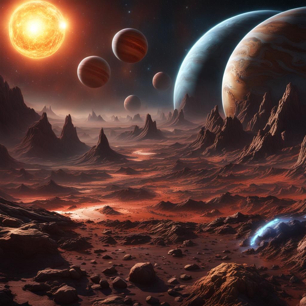 Alien Solar System Concept Art in Deep Color