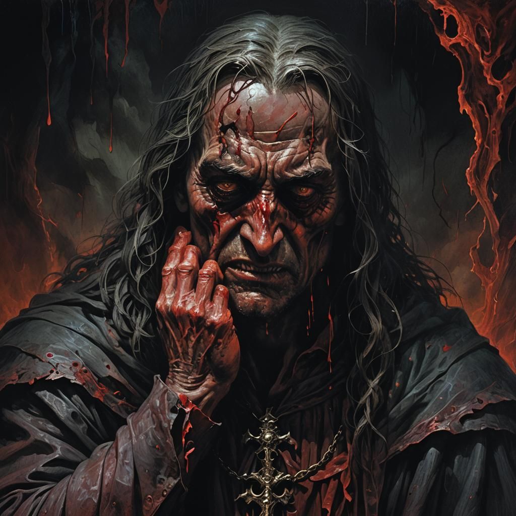 Tormented Figure Weeping: Dark Fantasy Illustration