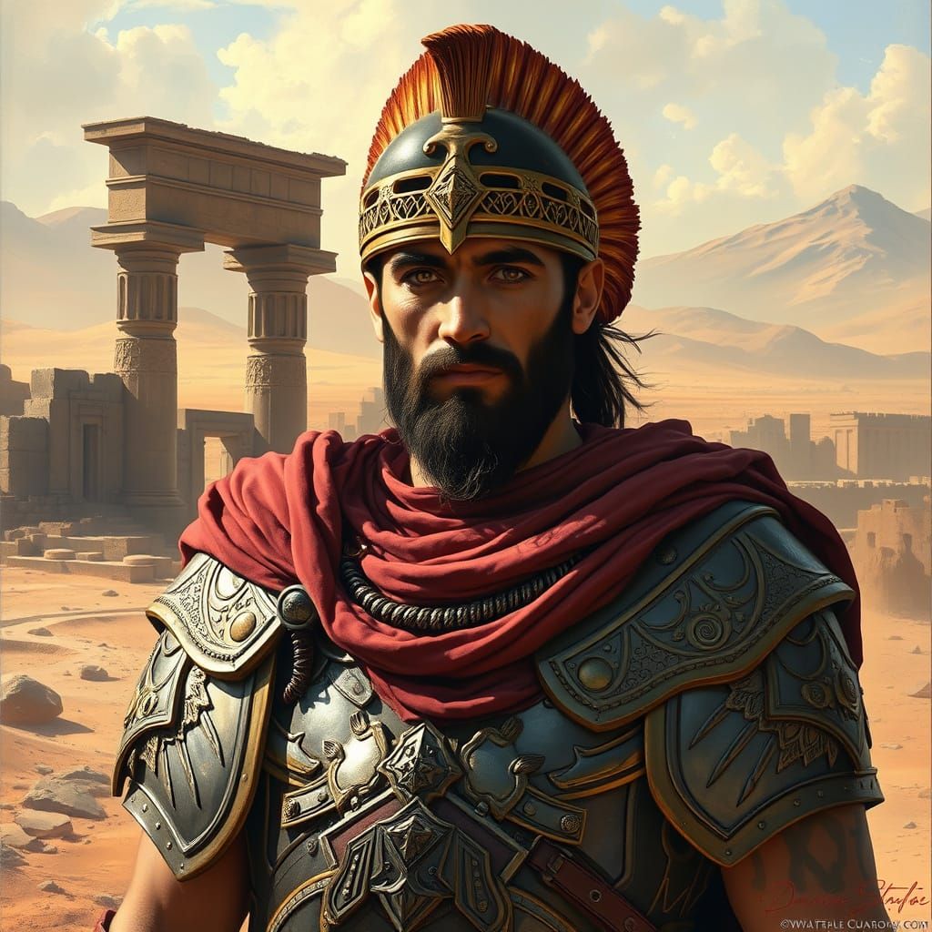 North African Warlord in Carthaginian Armor, Baroque Style