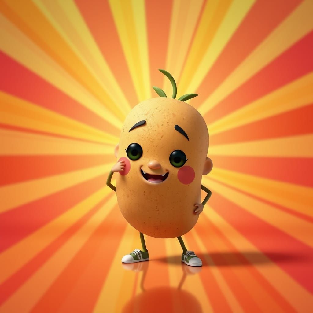 Chibi Potato in Vibrant Radial Gradient