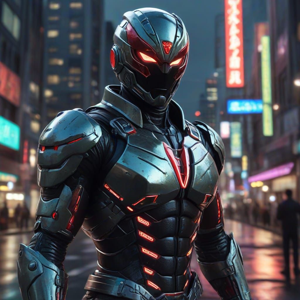 Kamen Rider in Neon City, Manga Style Concept Art