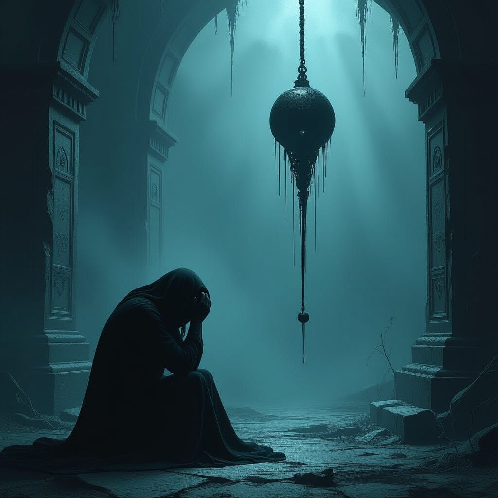 Figure in Anguish with Pendulum in Biomechanical Style