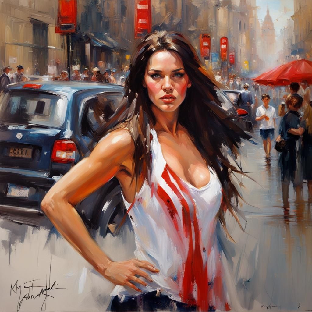 Candice Huffine Portrait in Style of Garmash