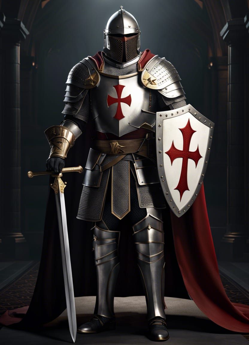 Hyperrealistic Templar Knight with Intricate Armor