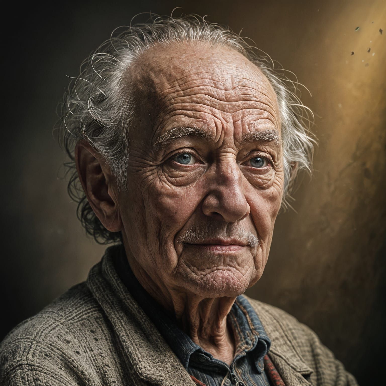 Contented 90-Year-Old Man: Hyperrealistic Portrait