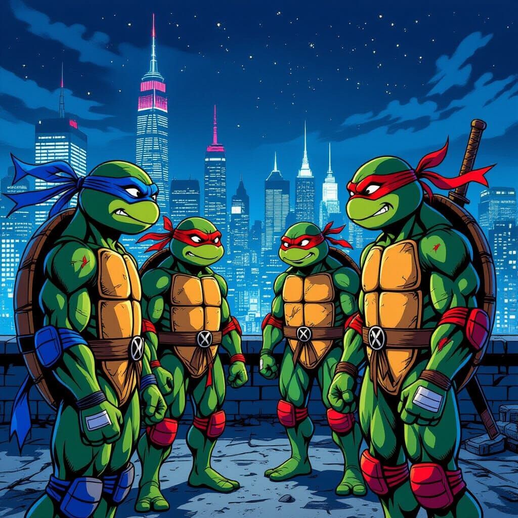 Ninja Turtles Meet Future Selves on NYC Rooftop