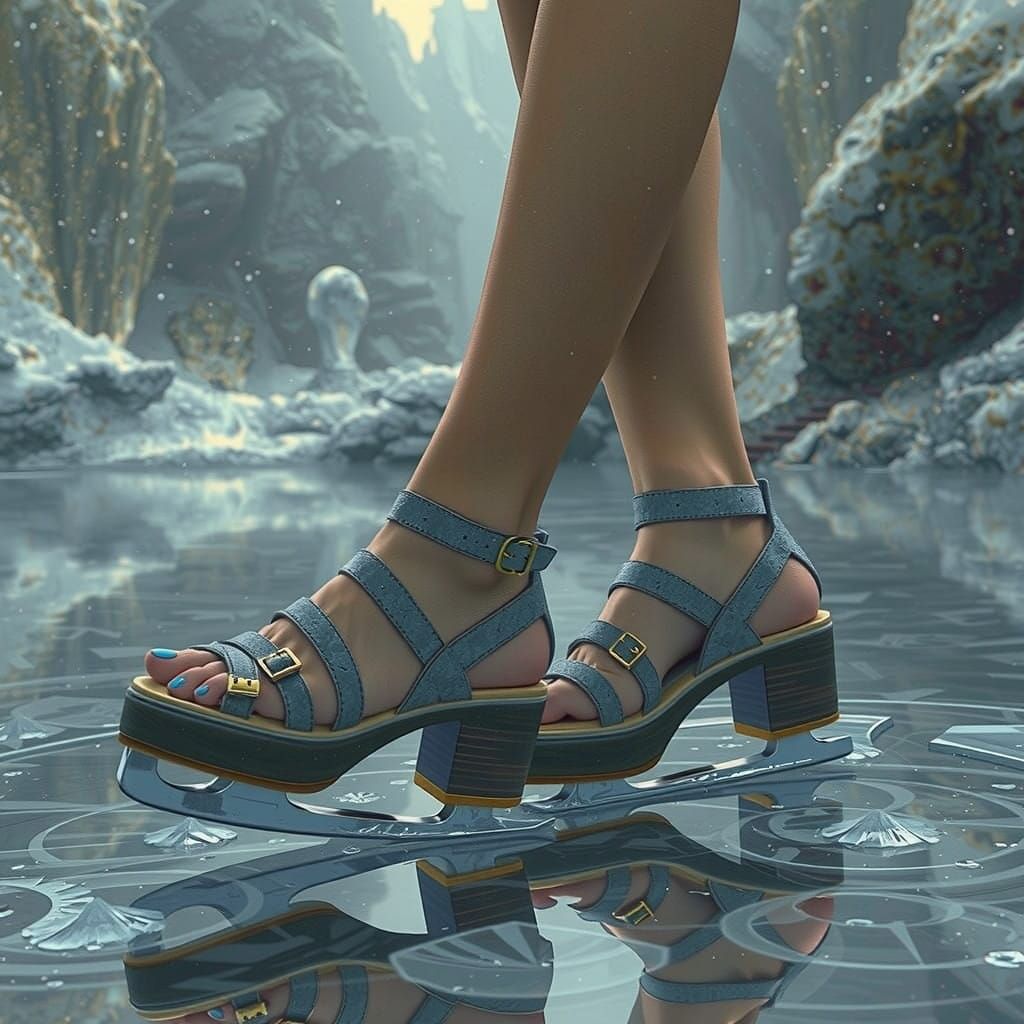 Ethereal Skater's Edge - Whimsical Winter Landscape in Cyber...