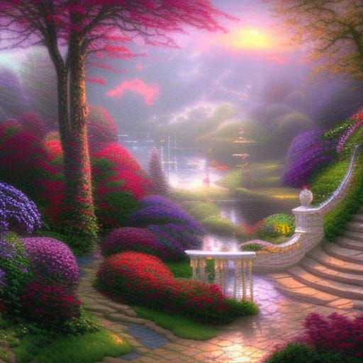 Ethereal Fantasy Landscape in Luminist Style
