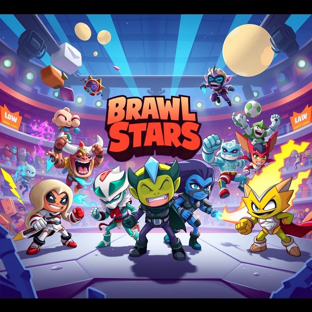 Brawl Stars Characters in Futuristic Arena