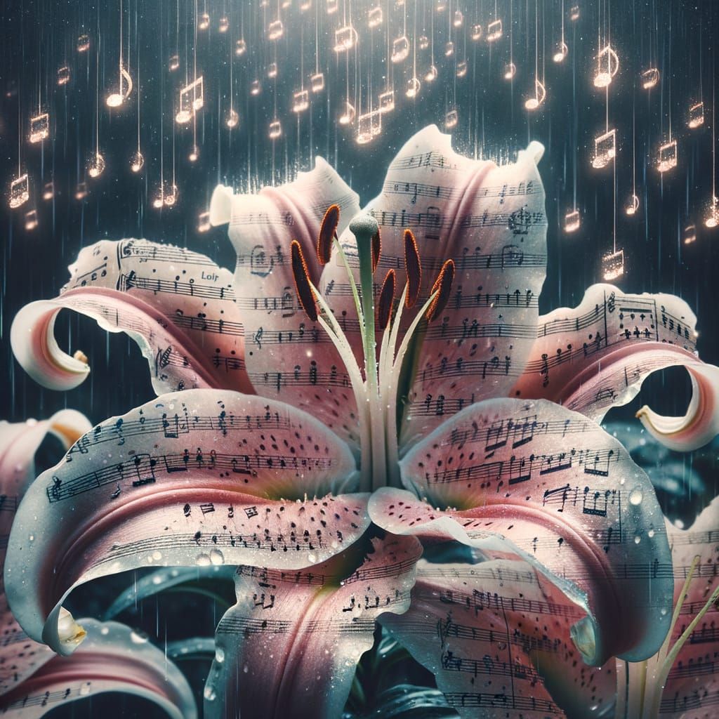 Stargazer Lilies Composed of Sheet Music