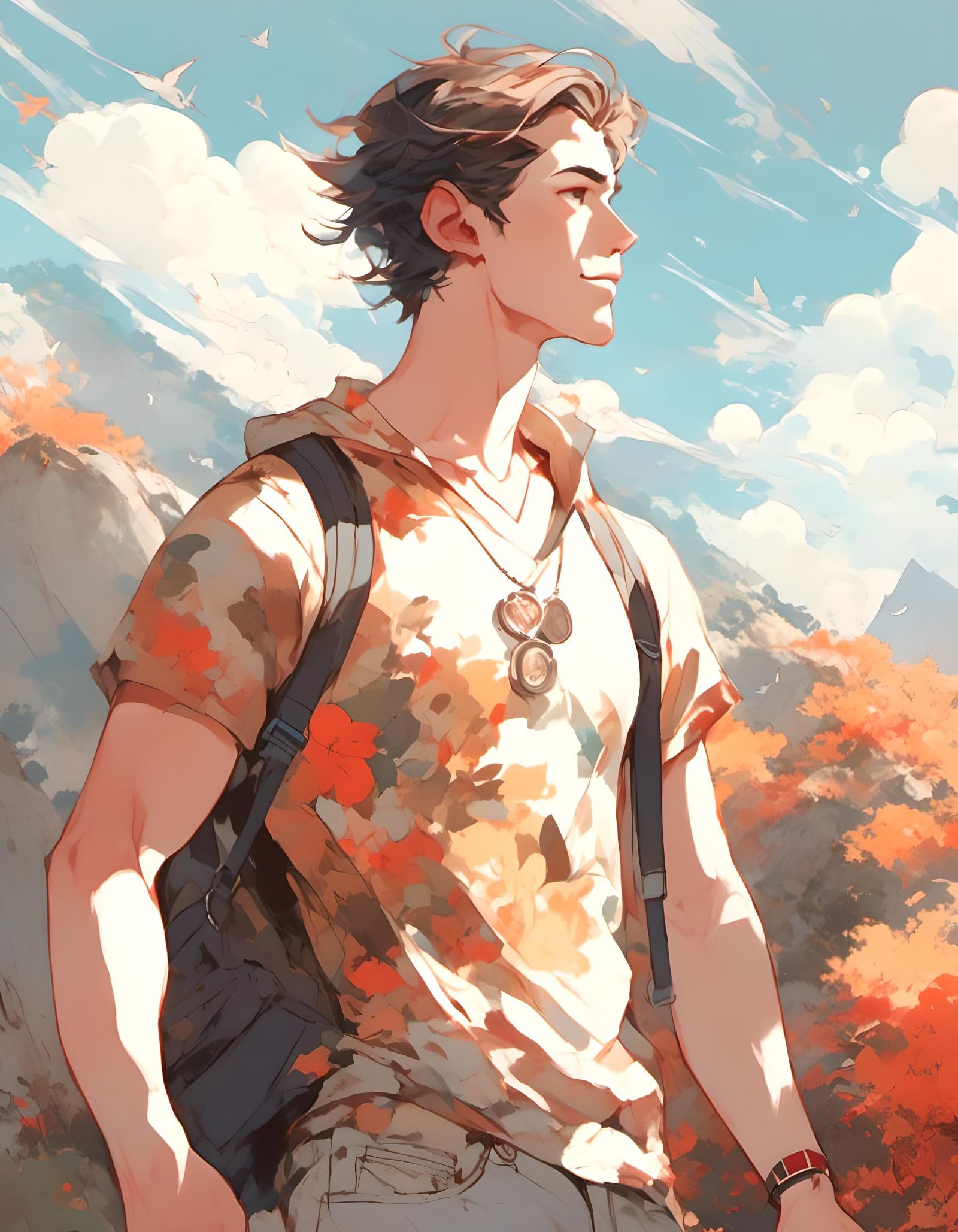 Handsome Jock Contemplates Sunset Vista