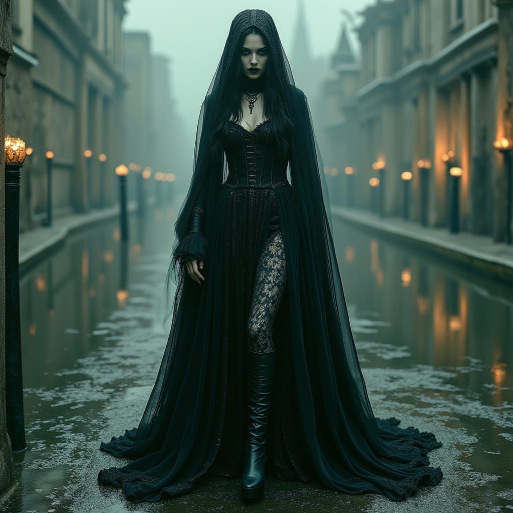 Goddess of Death in Baroque Style Gown