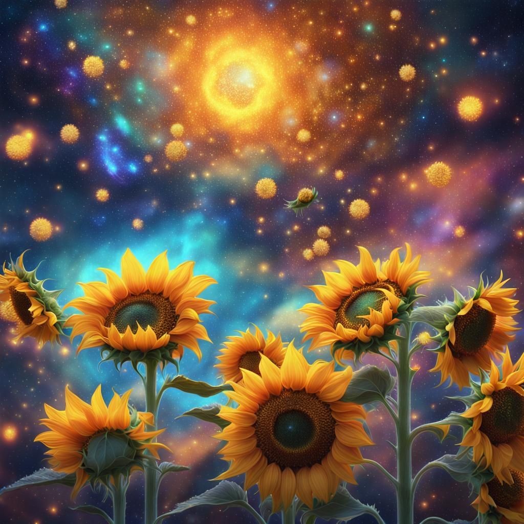 Cosmic Sunflowers Bloom in Astral Space