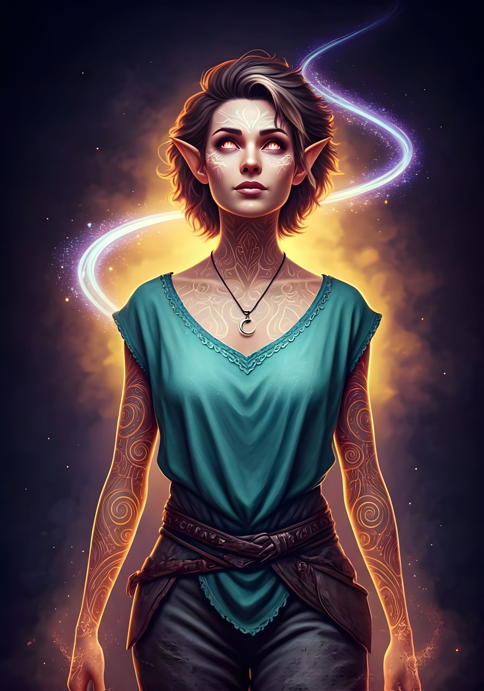 Fantasy Portrait of a Powerful Tattooed Sorceress