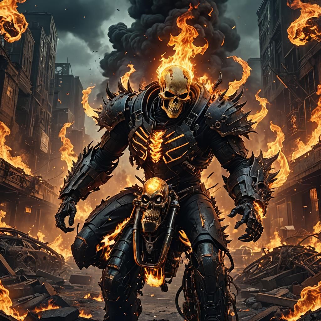 Ghost Rider in Dystopian Atomic Fire
