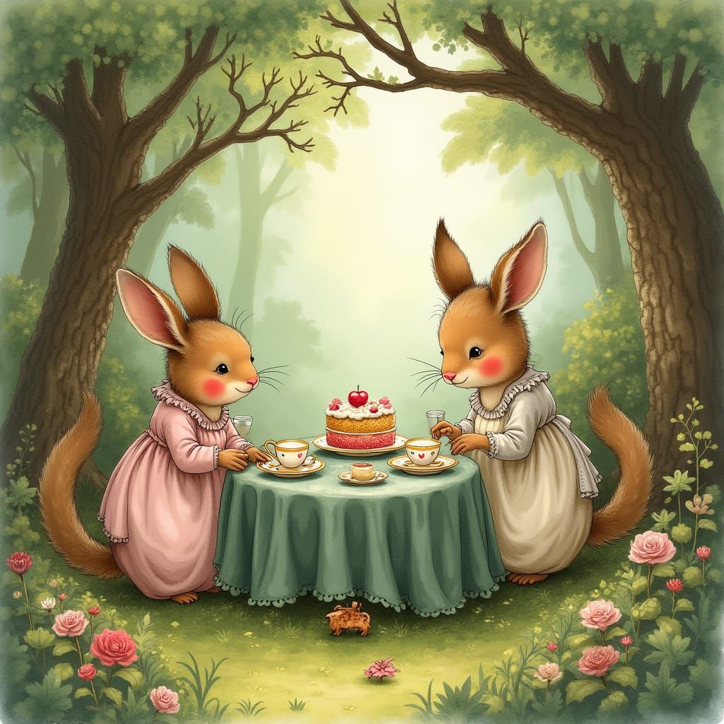 Whimsical Tea Party with Woodland Creatures