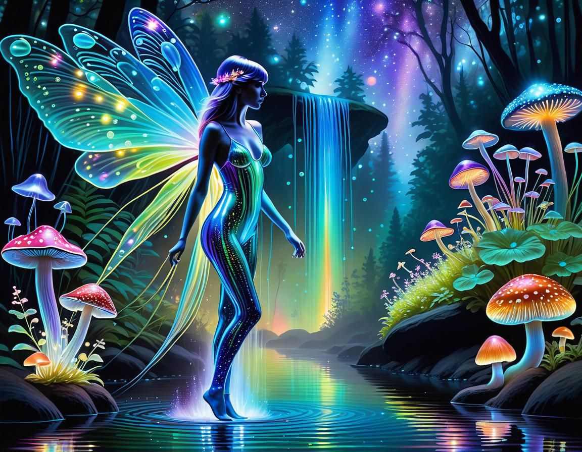 Ethereal Holographic Water Sprite in Fairyland