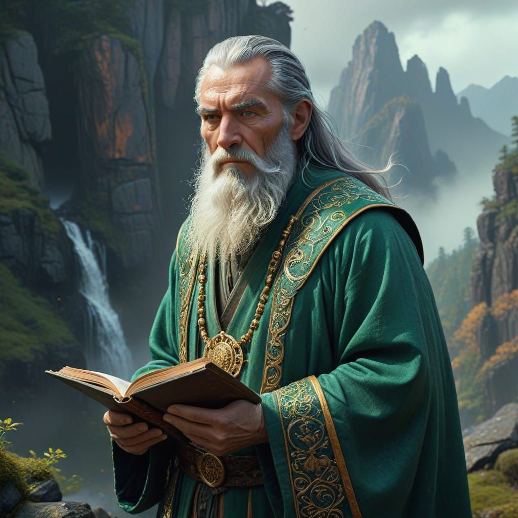 Ancient Sage on a Misty Mountain