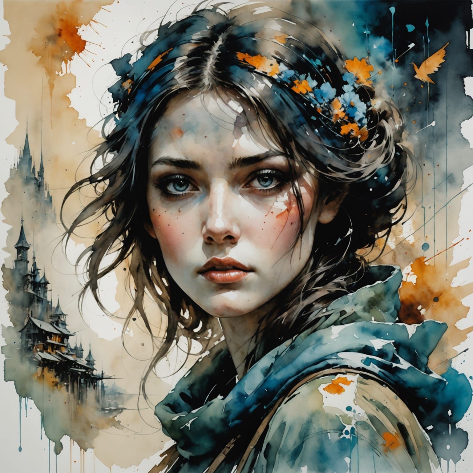 Ethereal Watercolor Landscape in Cinematic Style