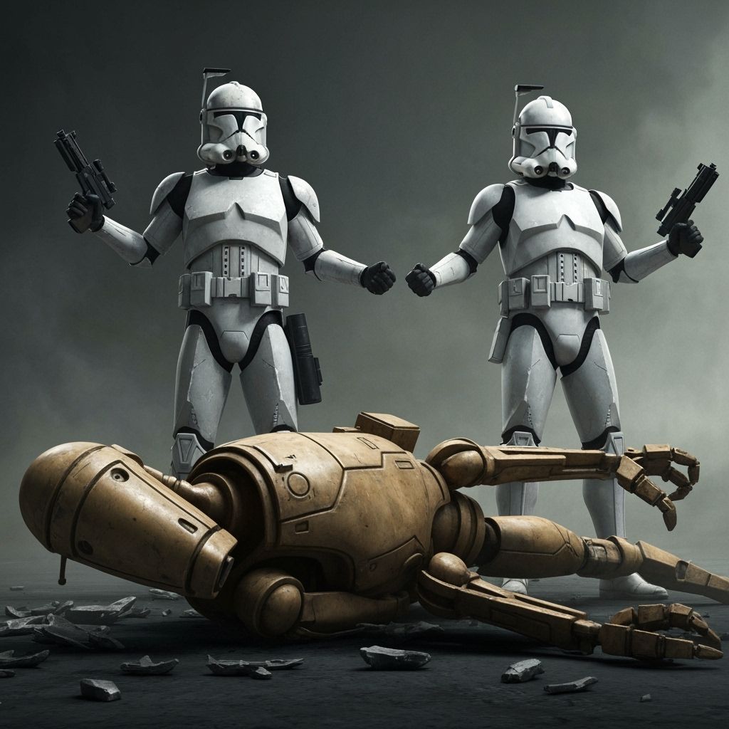Clone Troopers Victory in Gritty Sci-Fi Style