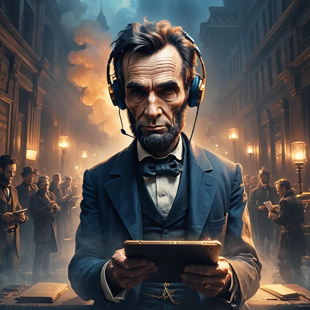 Lincoln's Futuristic Mix: Steampunk Tablet Art