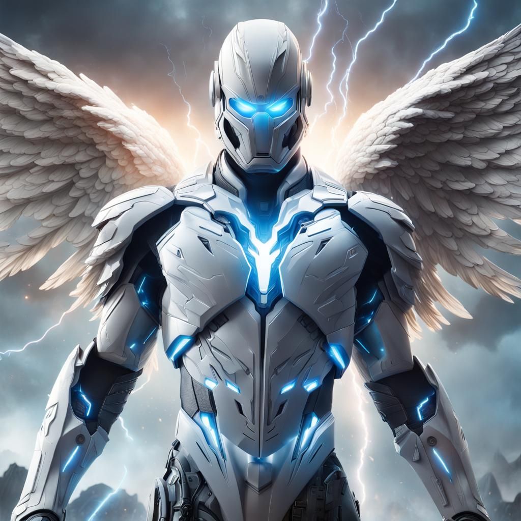 Futuristic Lightning Superhero with Plasma Sword