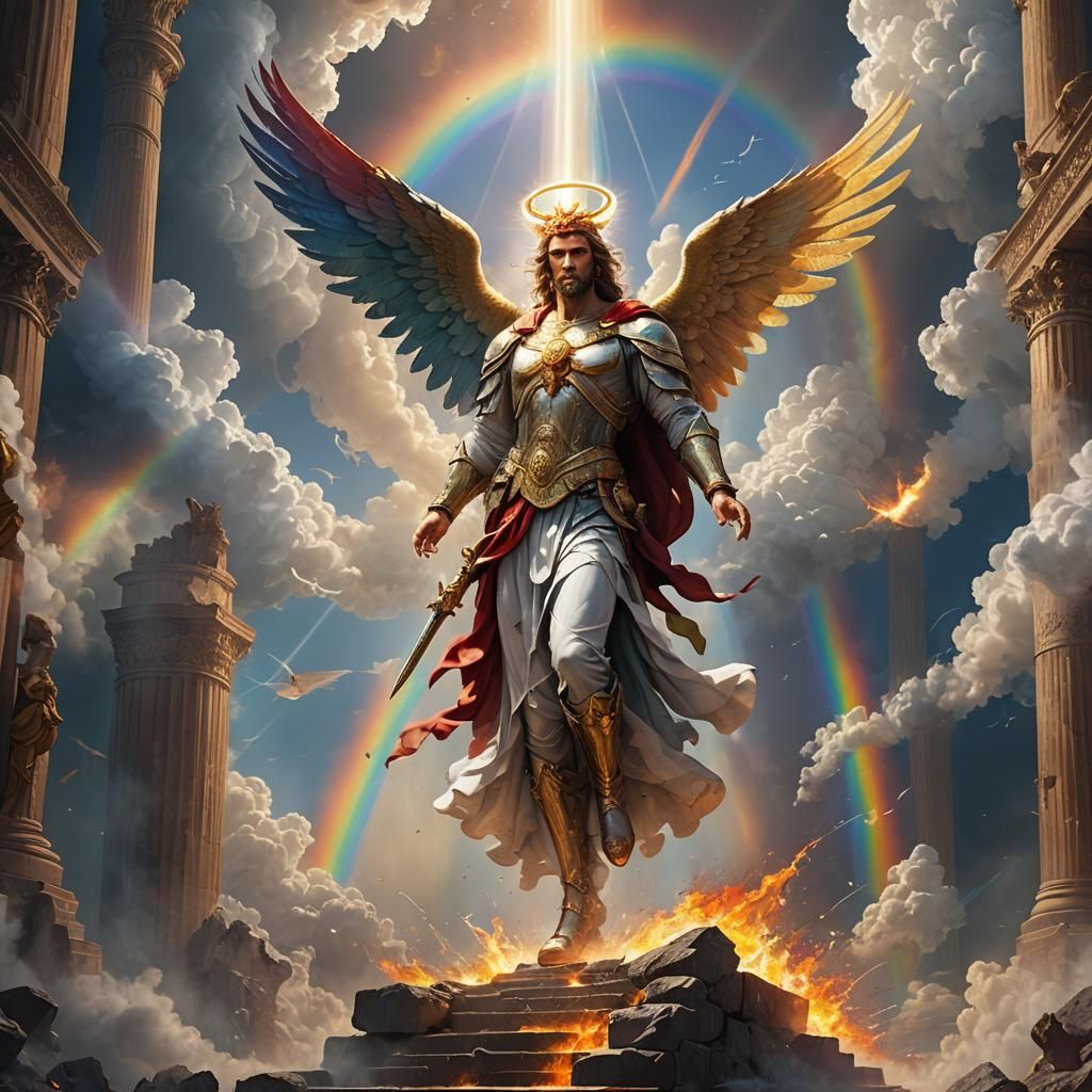 Majestic Angel Descends from Heaven: Fantasy Art