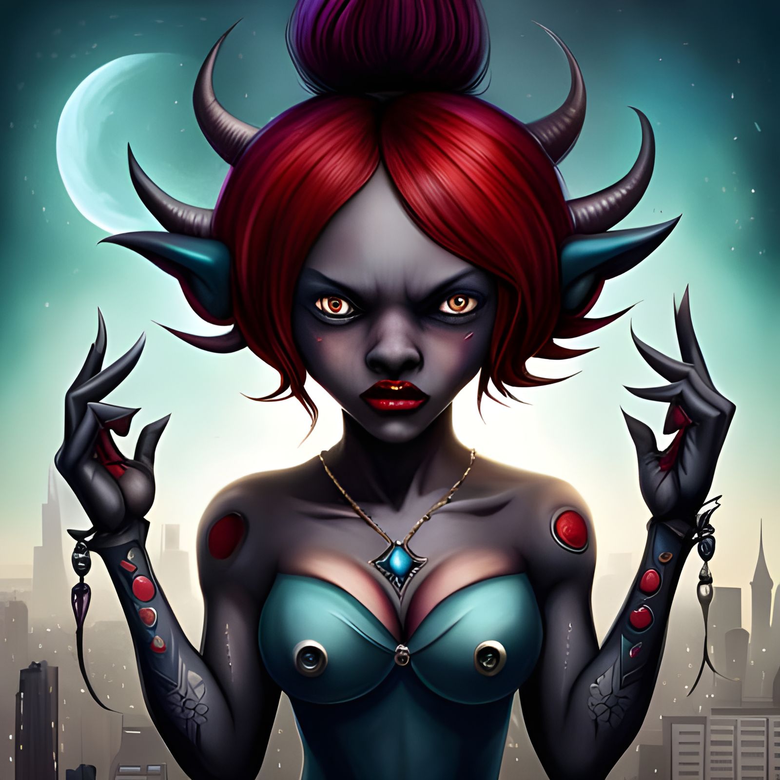 Repulsive Demon in Surreal Pop Art Style