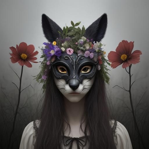 Eerie Animal Mask in Dark Folklore Nature